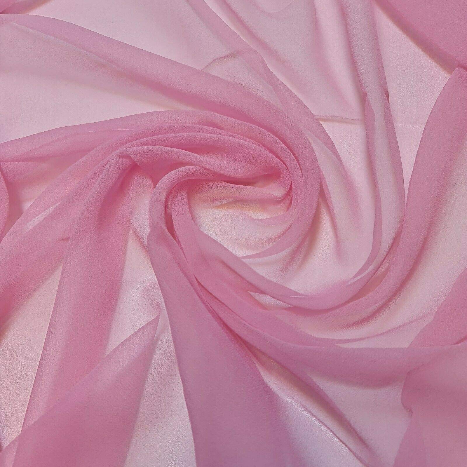 TEXTILE STATION 100 % Polyester, Mooskrepp, Chiffon, durchsichtig, Dekor, Kleiderstoff, 111,8 cm (10 Meter) – Rosa
