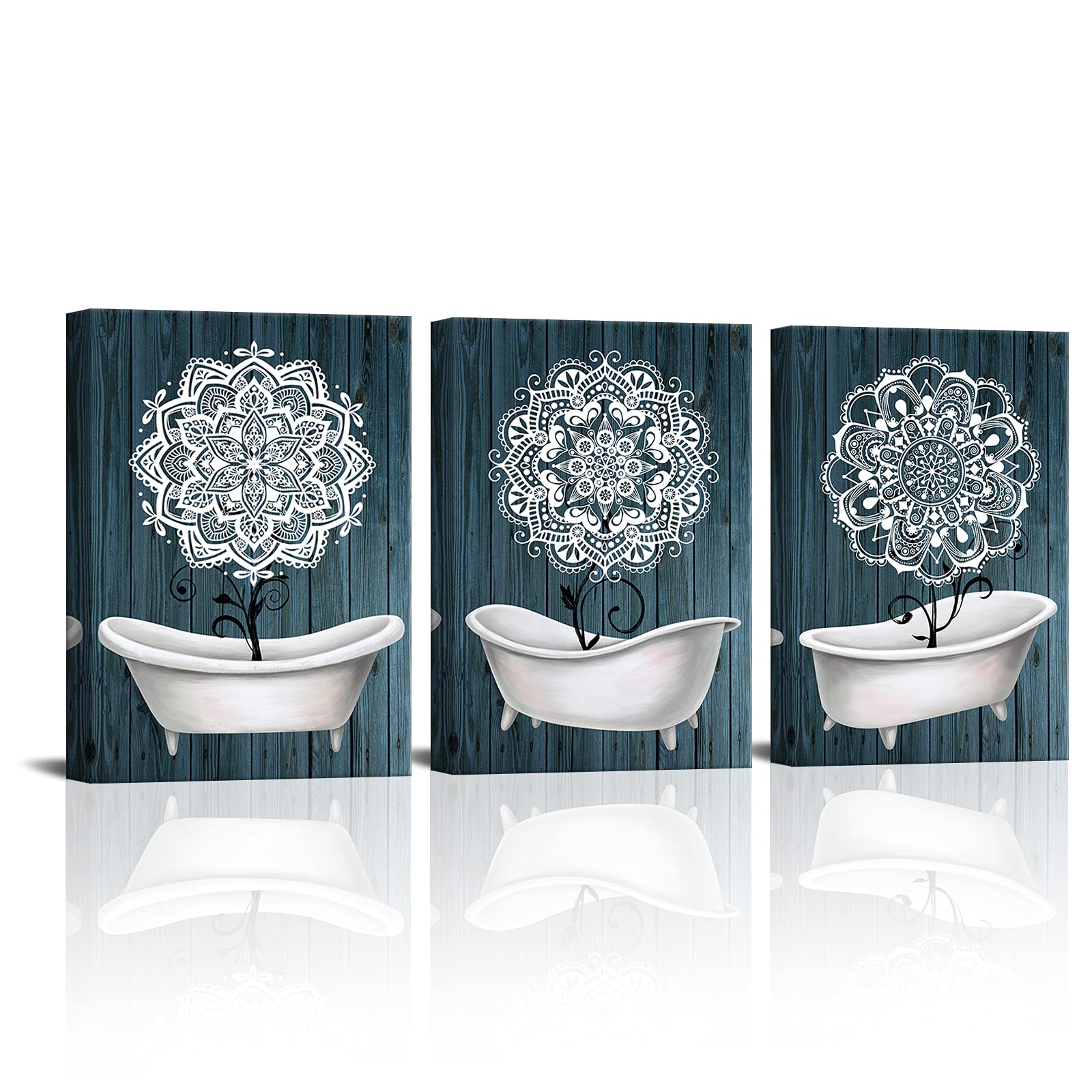 ArtKissMore Boho Mandala Bathroom Wall Art Decor Mandala Flowers in Bathtub Picture Abstract