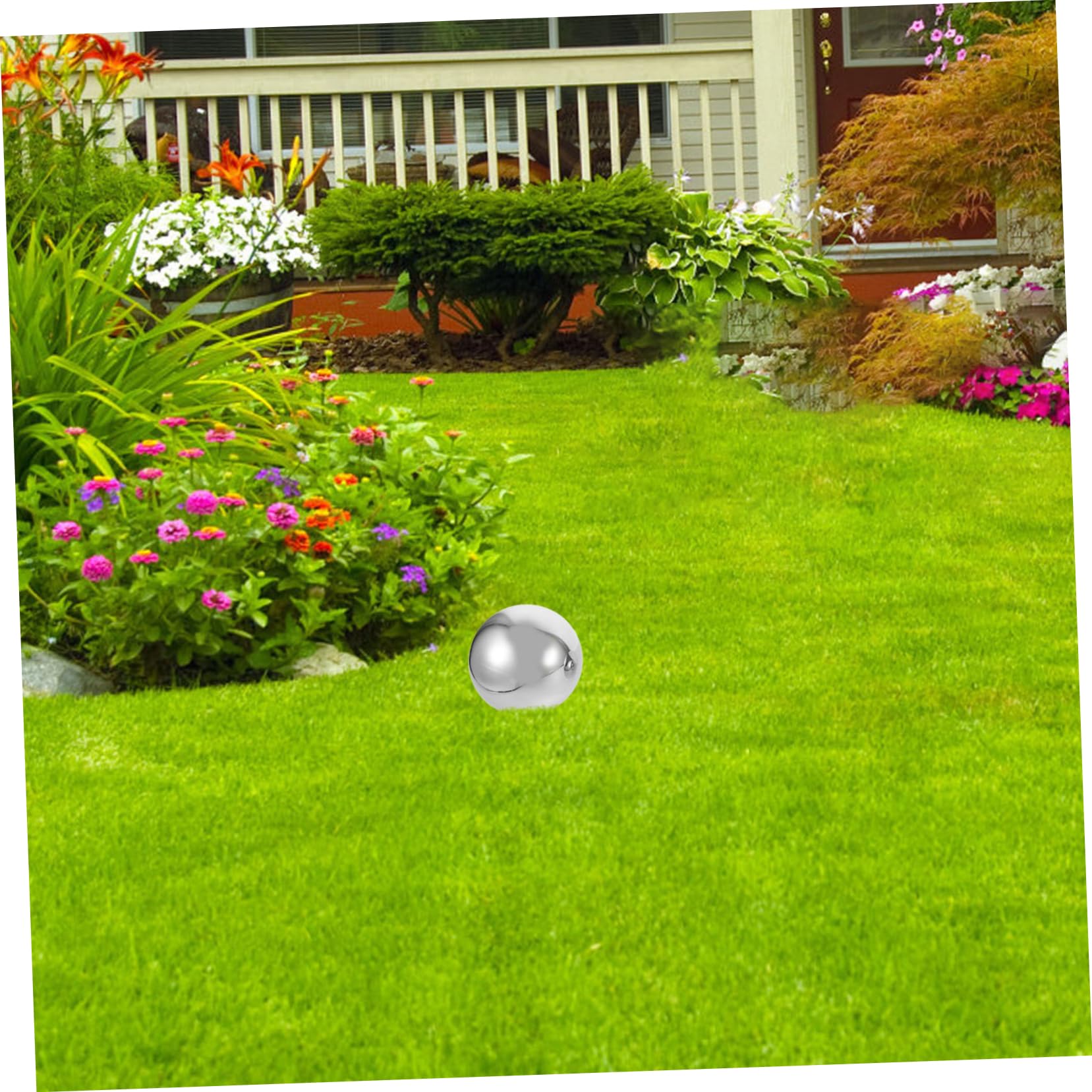 VANZACK 6piezas Bolas de Acero Inoxidable para Jardín, Esferas Reflectantes Huecas Pulidas para Decoración Exterior y Fotografía