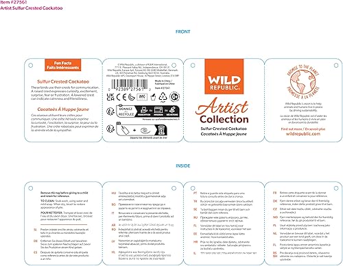 Miniatura 2 de Wild Republic Colección de artista, cacatúa con cresta de azufre, regalo para niños, 15 pulgadas, juguete de peluche, relleno es botellas de agua