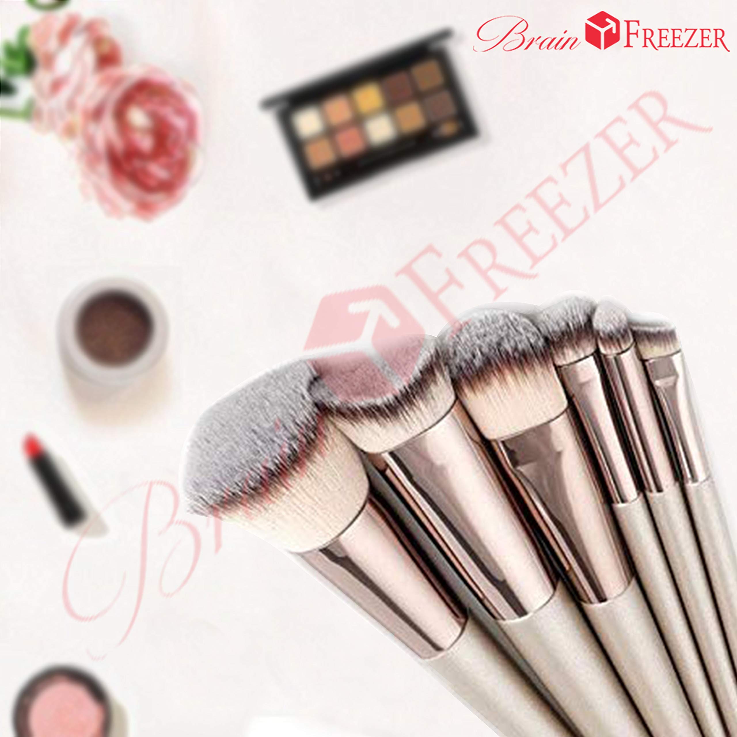 Brain Freezer Artificial Persian Hair Face Powder/Blush Brush (Rose Golden, 6pcs) - Image 7 thumbnail