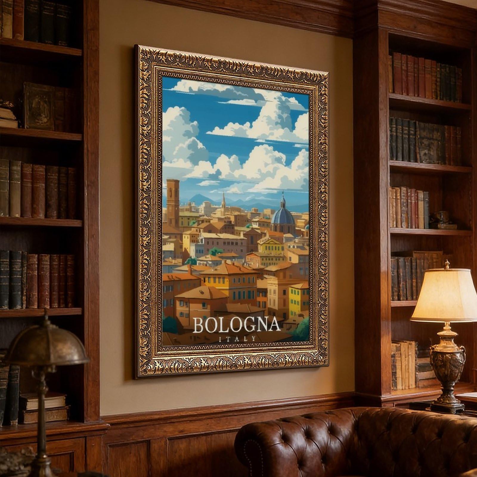 Poster su tela a tema viaggi Bologna, Italia (3), decorazione per camera da letto, ufficio, stanza, regalo, 40,6 cm L x 61 cm W
