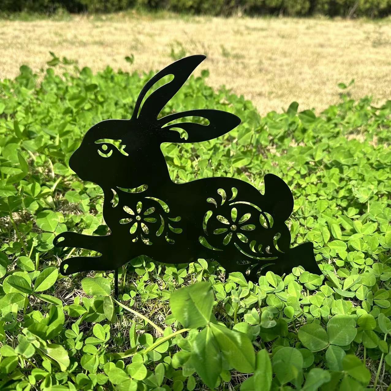 QBMYCN Rabbit Metal Garden Stakes Decorative,2 Pack Black Rabbit Silhouette Statues,for Yard Garden - Image 3