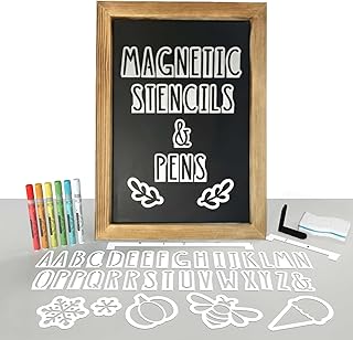 Magnetic Chalkboard Sign Kit - 12x17 Framed Hanging or Tabletop Chalk Bo...