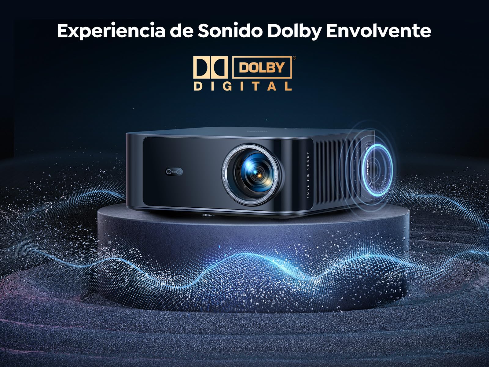 Proyector【Alto Brillo1600 ANSI/Compatible con Netflix/36W Dolby】Smart Proyector 4K soporte App Oficial Integrada AI Auto Focus/Keystone, Proyector1080P Nativo WiFi6 Bluetooth5.2 Zoom 50% Cine en Casa