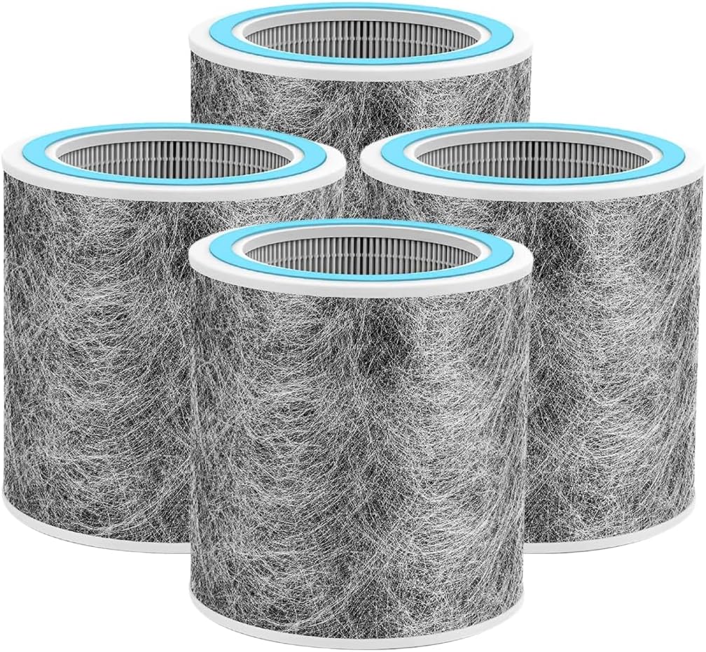 Nispira HC452 HP102 Replacement Filter For Shark NanoSeal Air Purifier HP102PET, HP100, HP105 HC450, HC451, HC455, UA455 3-in-1 True HEPA Activated Carbon Part HE1FKPET, 4 Pack