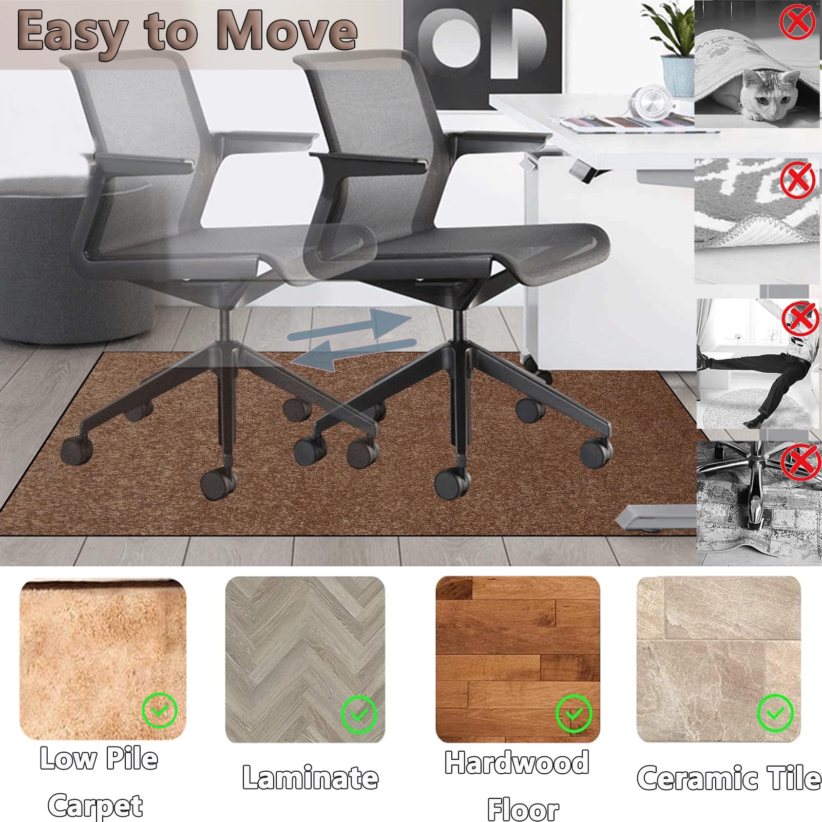 Alfombra Silla Oficina Gaming 120 x 140 cm, Protector Suelo Silla Ruedas, Alfombrilla de Protección para Suelos Duros, Protector Suelo Silla de Escritorio, Tapete Protector de Suelo antiarañazos