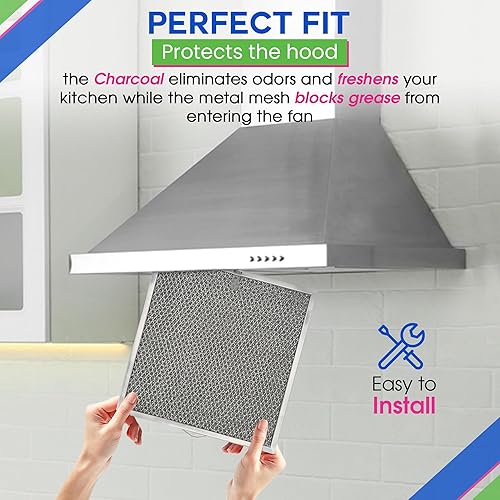 Miniatura 5 de Filtro de repuesto para campana extractora de 11.6 x 11.2 pulgadas, BPQTF S99010317 Broan Charcoal Grease Filter Combo  Filtro de ventilación de