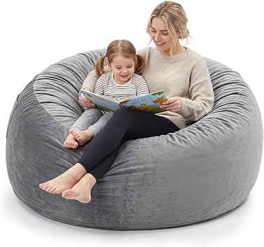 4 Ft. Bean Bag Chair for Adults, Teens, Kids with Memory Foam Filling