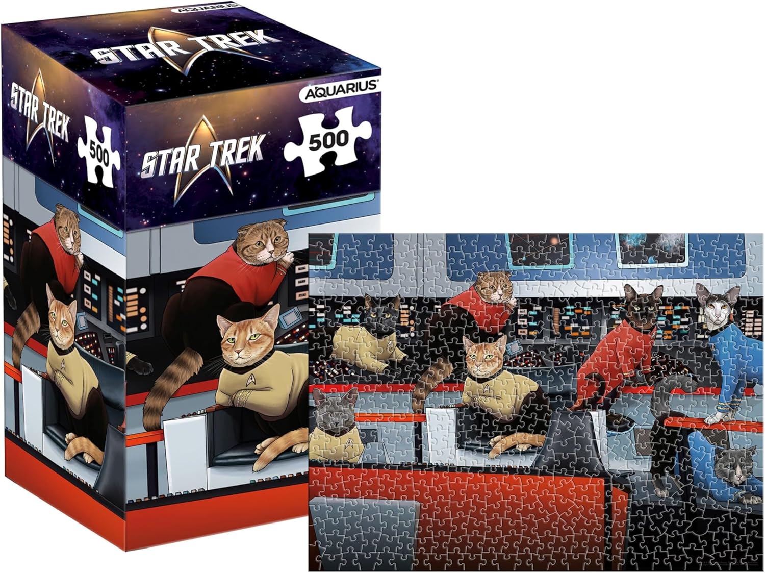 Aquarius Star Trek Cats 500 Piece Jigsaw Puzzle for Adults – Sci‑Fi Merchandise 14"x19" Collectible Gifts