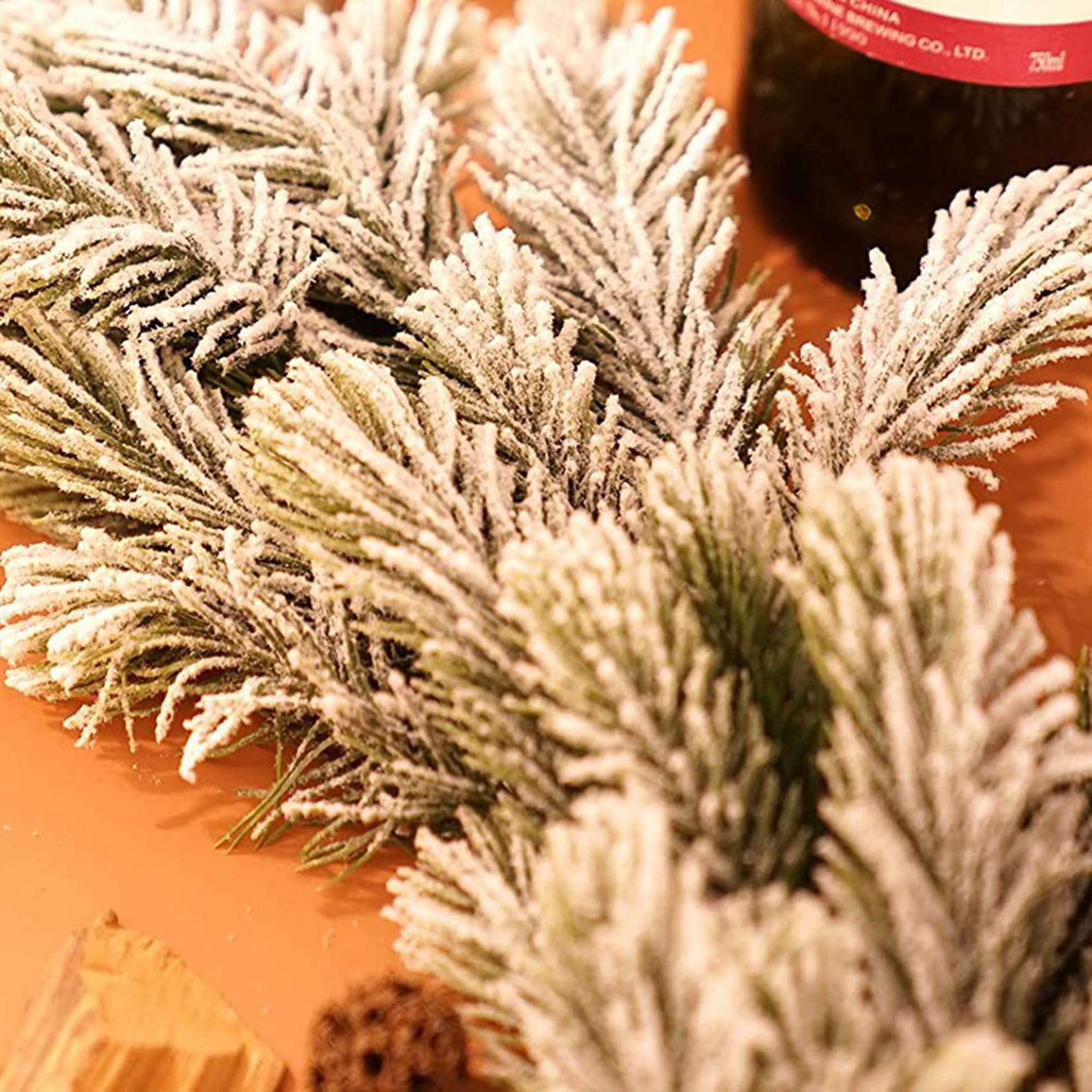 Wuden 2X Long Artificial Snow Pine Branches Christmas Garland with Snow Decorations with Pine Front Door Snow Wreaths