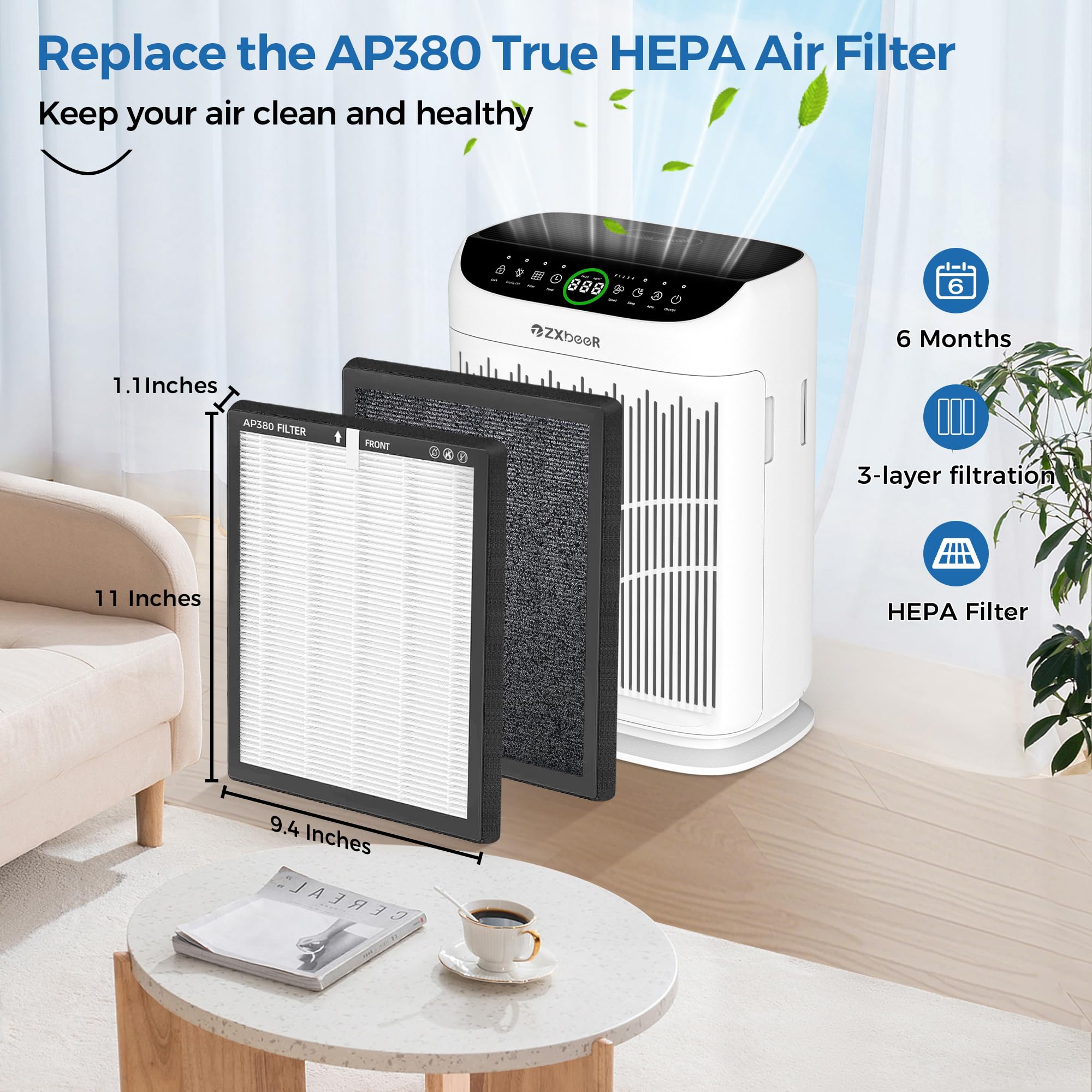 ATMOHPERE AIR PURIFIER フィルター アムウェイ Amazon.com: ZXBEER AP380 Air Purifier + 2Pack Genuine Replacement