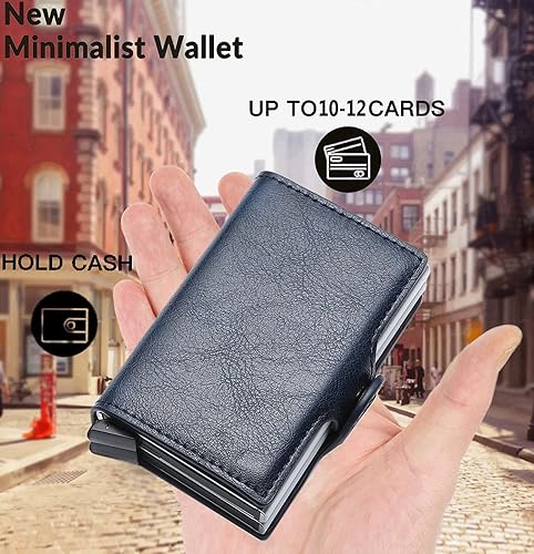 Miniatura 7 de YWHBK Tarjetero, soporte para tarjetas de crédito para hombre, funda delgada para tarjetas, bolsillo frontal antirrobo RFID, carteras delgadas de