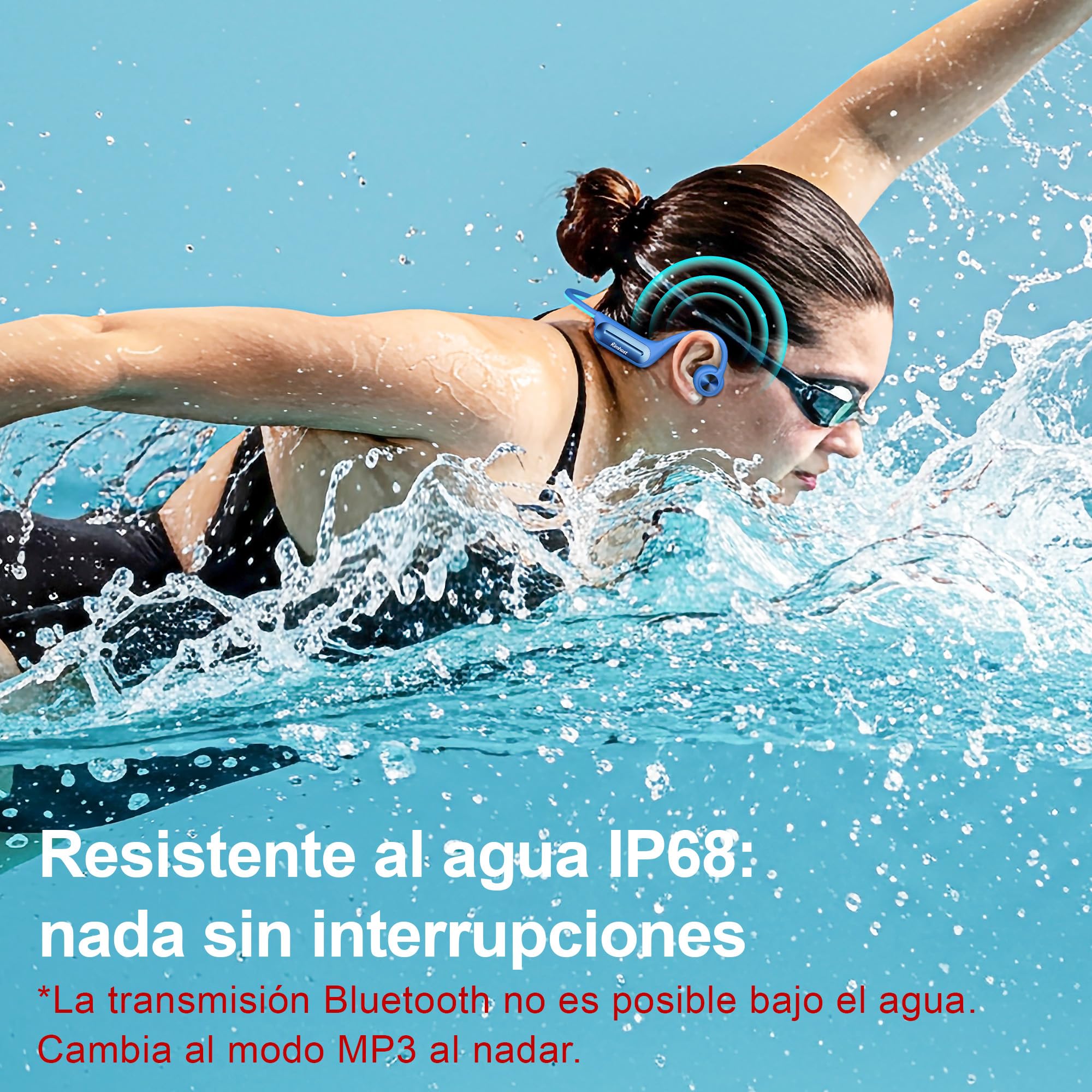 Auriculares Abiertos, conducción ósea, Bluetooth 5.3, IP68 Resistente al Agua, 10 Horas de Tiempo de reproducción, Auriculares Deportivos para Correr, Ciclismo, Senderismo