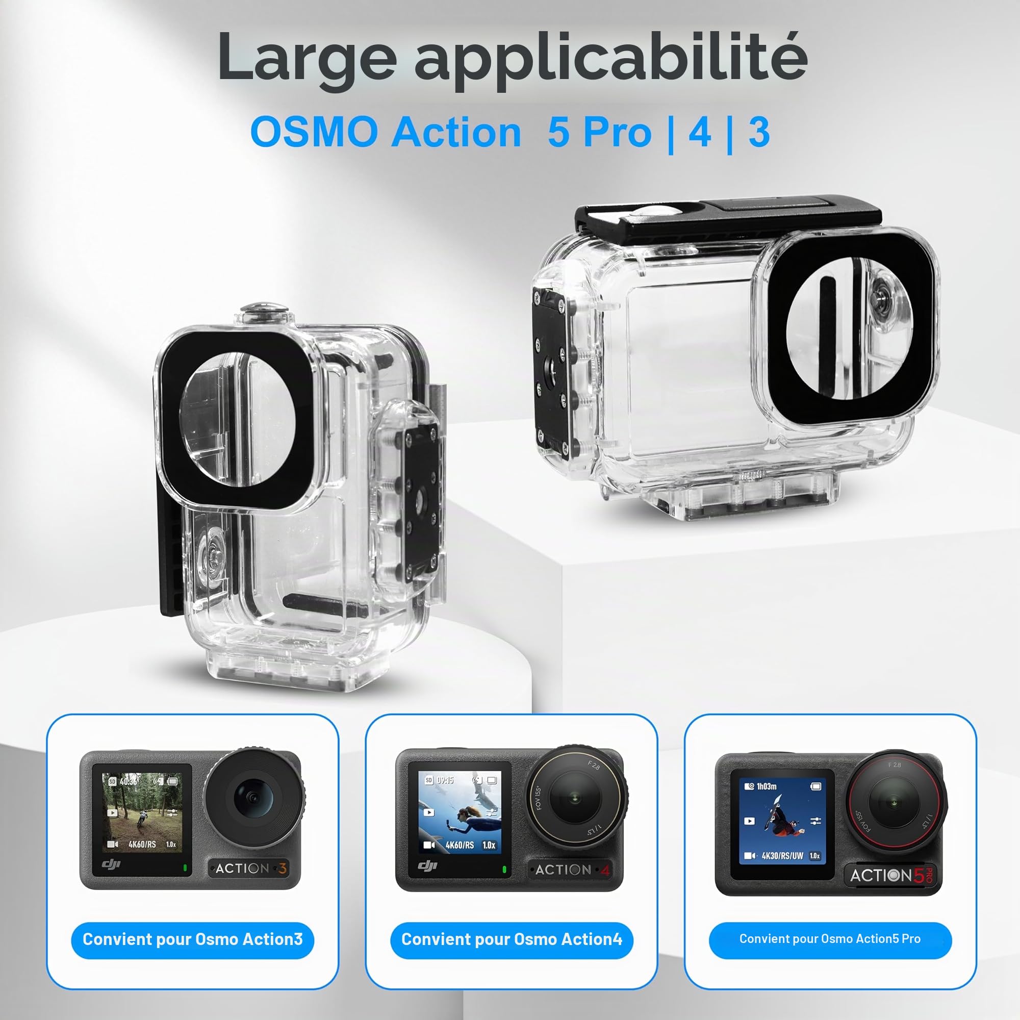 FitStill Boîtier étanche avec interface magnétique compatible DJI Osmo Action 5 Pro Action 4 Action 3