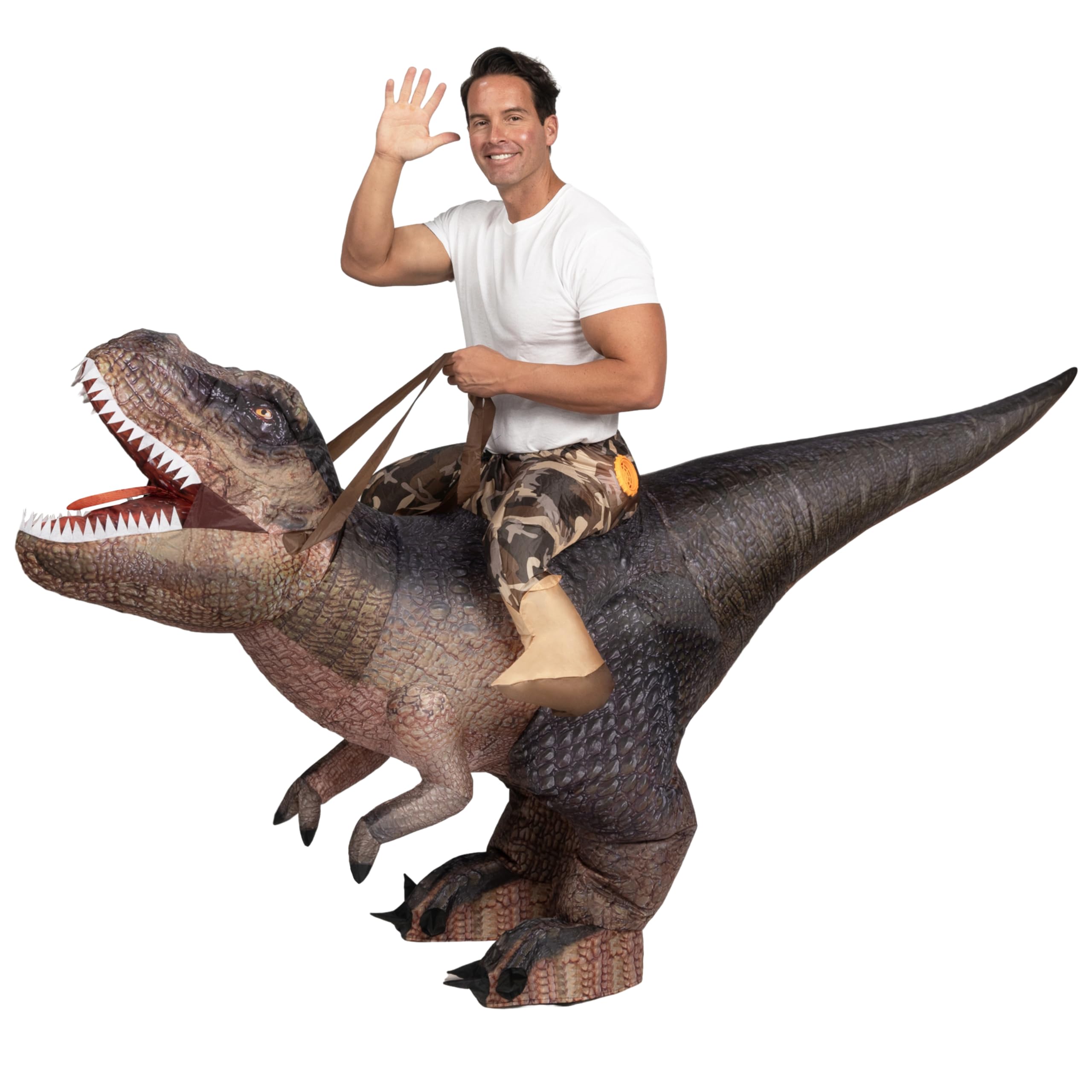 Velociraptor Inflatable Suit Adult Inflatable Ride-on Dinosaur Costume ...