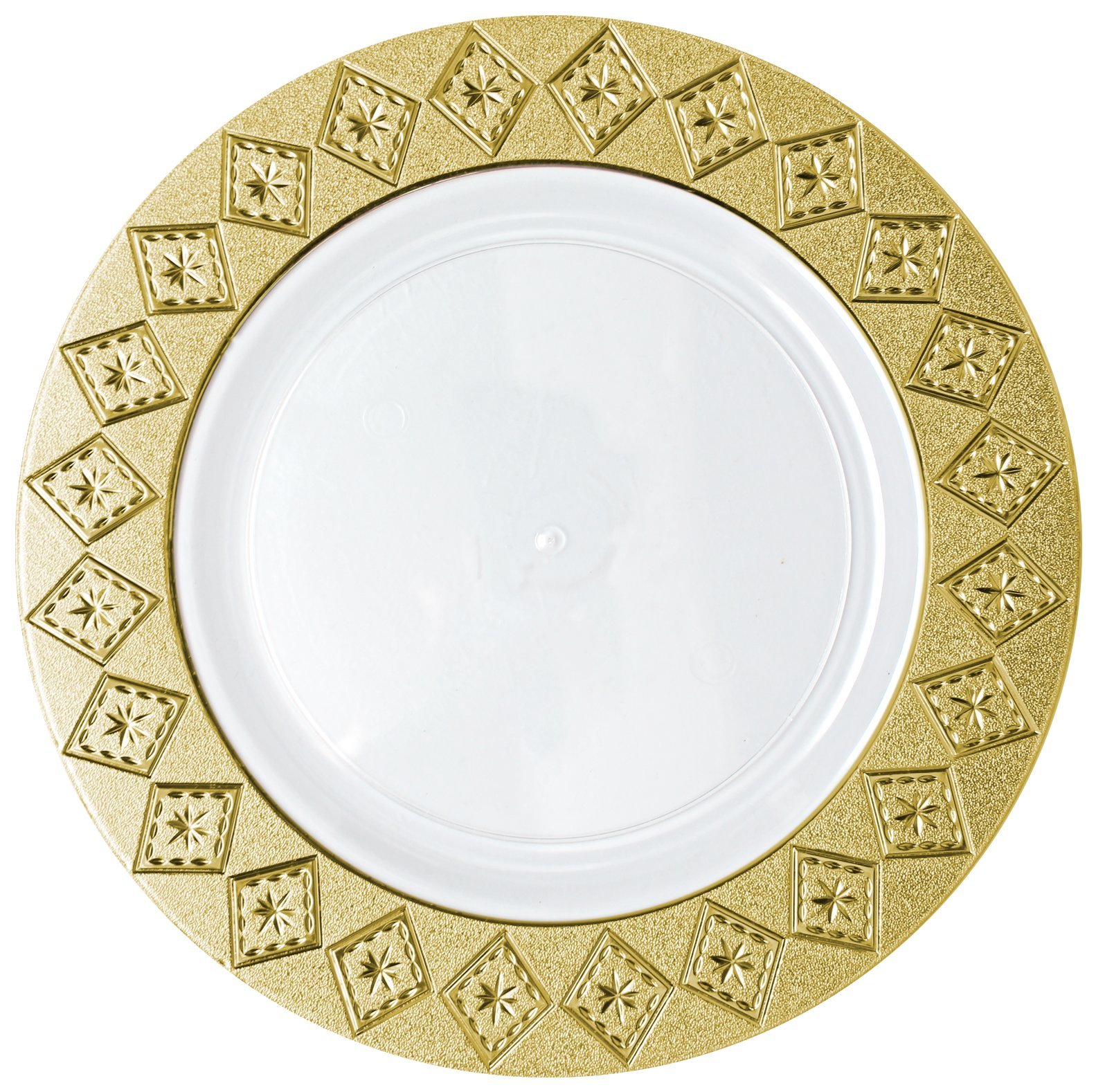 Decorline Imperial Collection Plastic Salad Plates with Gold Rim - 7.25" | White | Pack of 10 (3706)