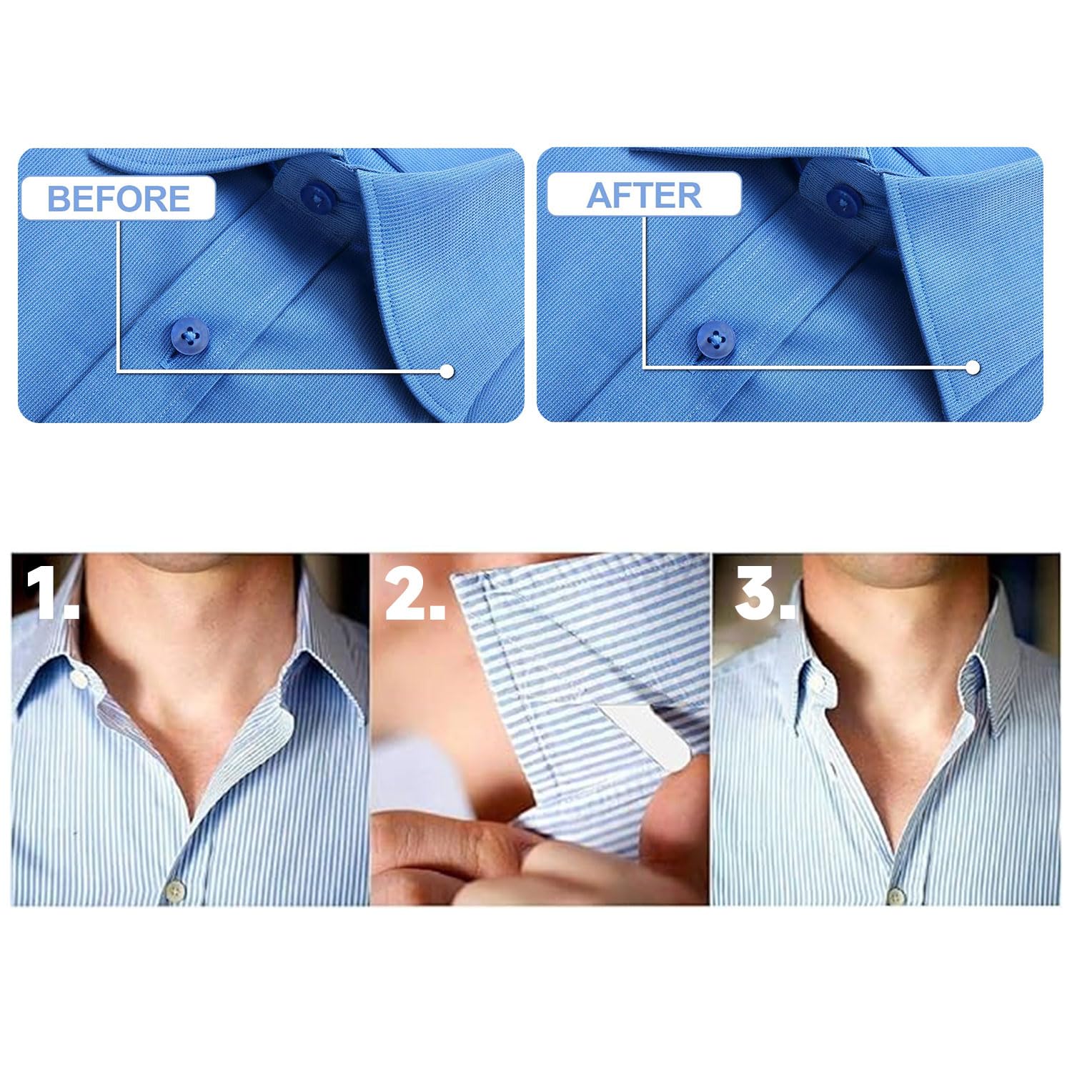 50 Varillas Reforzadas para Cuello de Camisa Masculina, Refuerzo de Huesos de Cuello Blanco, Cuello de Camisa para Hombre, Ballenas Camisas, 5 tamaños, Accesorios De Ropa De Camisa