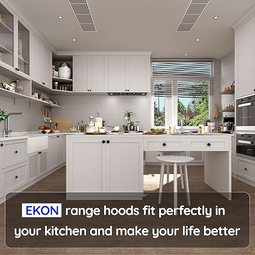 Miniatura 7 de EKON NAB01-36IN - Campanas extractoras integradas de 900 CFM, color negro, con conductos y control de panel táctil suave de 4 velocidades, filtros