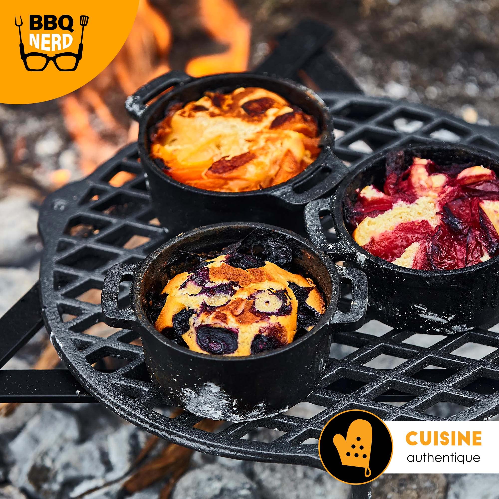 BBQ-Nerd© Mini marmite en fonte avec couvercle 11 x 5 cm pour barbecue, foyer, four, cuisinière, marmite de service, casserole à pain, cocotte, casserole réfractaire en fonte