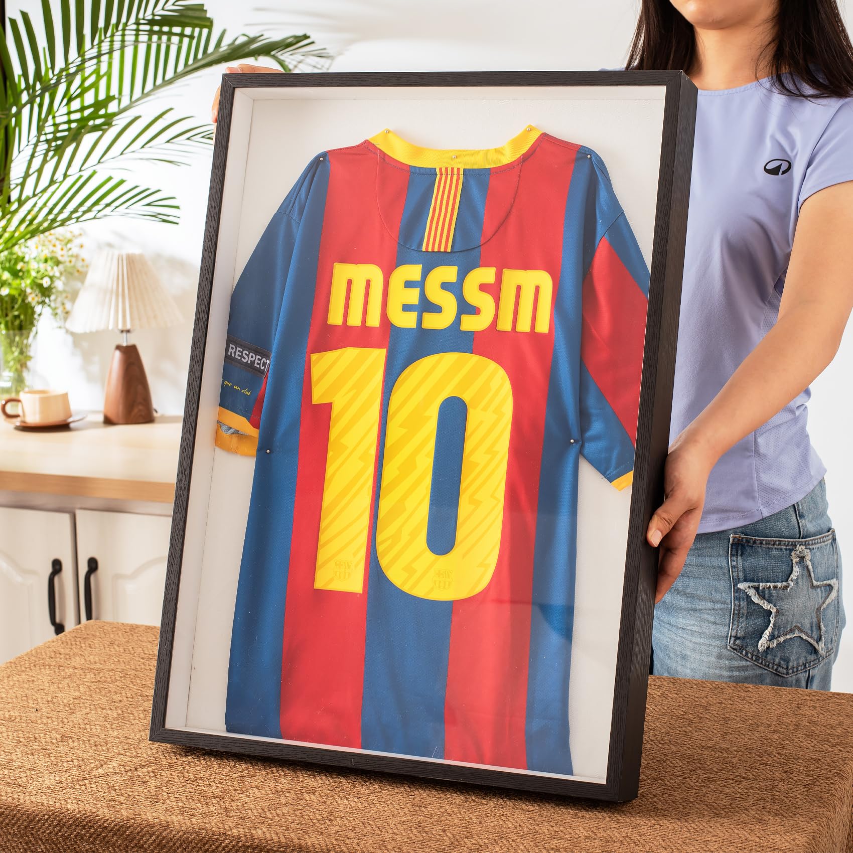 3D Bilderrahmen zum Befüllen Groß 50x70cm Mit Verdickte Acrylplatte | mit Stecknadeln und Leinenrücken, 4.3 cm tiefer Bilderrahmen zum Befüllen – Ausstellung, Trikot, Basteln, Hochzeit, Andenken