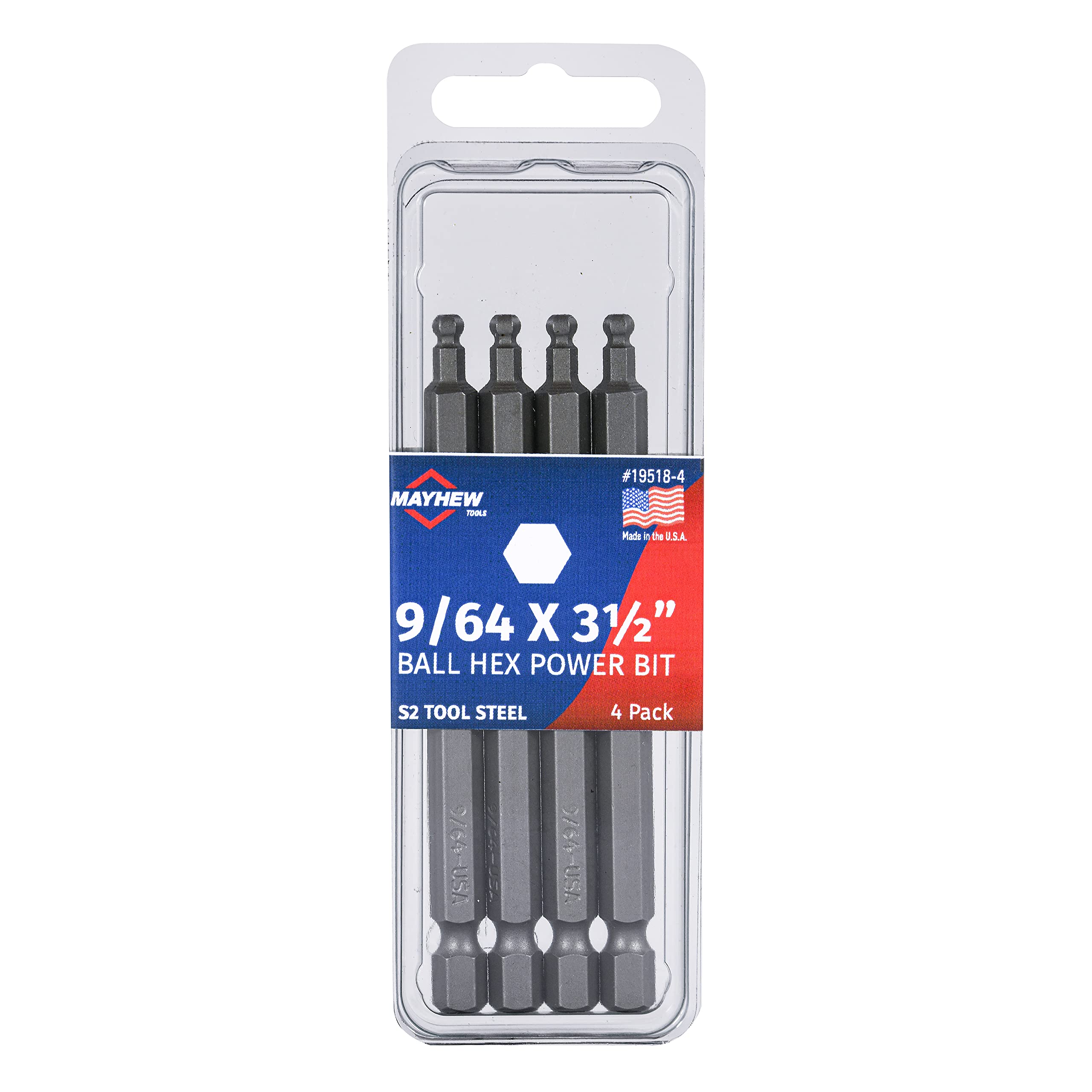 Embout hexagonal SAE 9/64" x 8,9 cm Mayhew forgé pour tolérance zéro et usinage net
