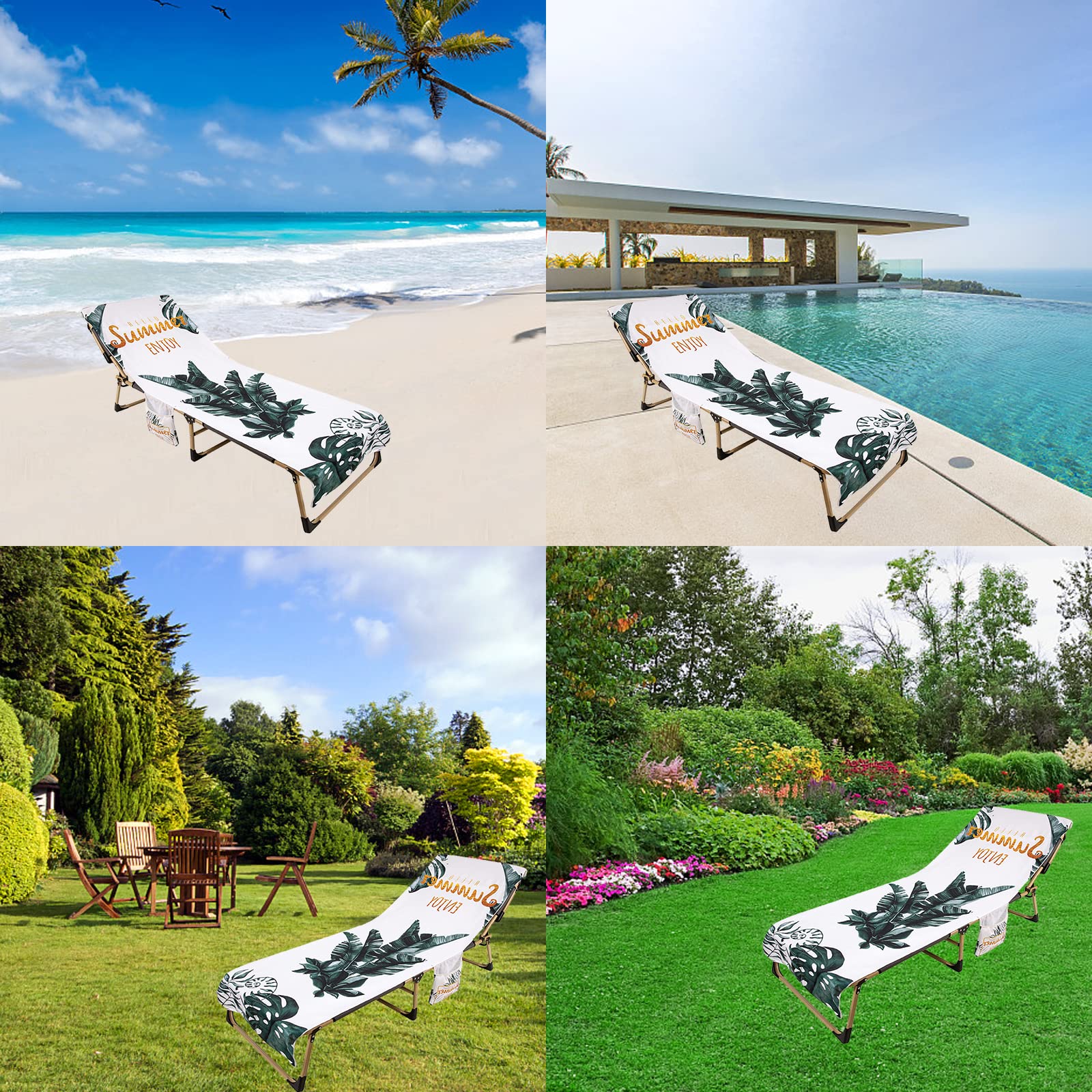 Fundas Tumbona con Bolsillo,Toalla de Playa de Secado rápido para Silla de Playa/Colchoneta Tumbona Jardin,Funda Protectora para Cojines Tumbonas,Microfibra Cubierta para Silla de Piscina