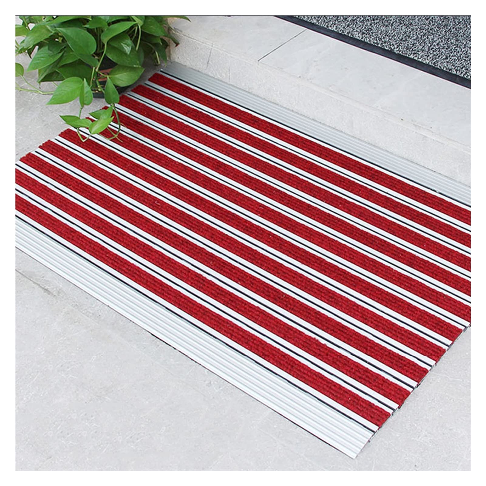 Außenmatten, Rutschfester Innen-Außenteppich aus Aluminiumlegierung, robuste Eingangsmatten, wasserdichte Veranda-Garage-Hotel-Fußmatte, benutzerdefinierte Größe (Farbe: Rot, Größe: 90 cm x