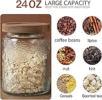 Vista 3 de Tarro de almacenamiento de vidrio hermético de 24 onzas con tapa de bambú, tarro de vidrio vintage para alimentos vintage, juego de recipientes