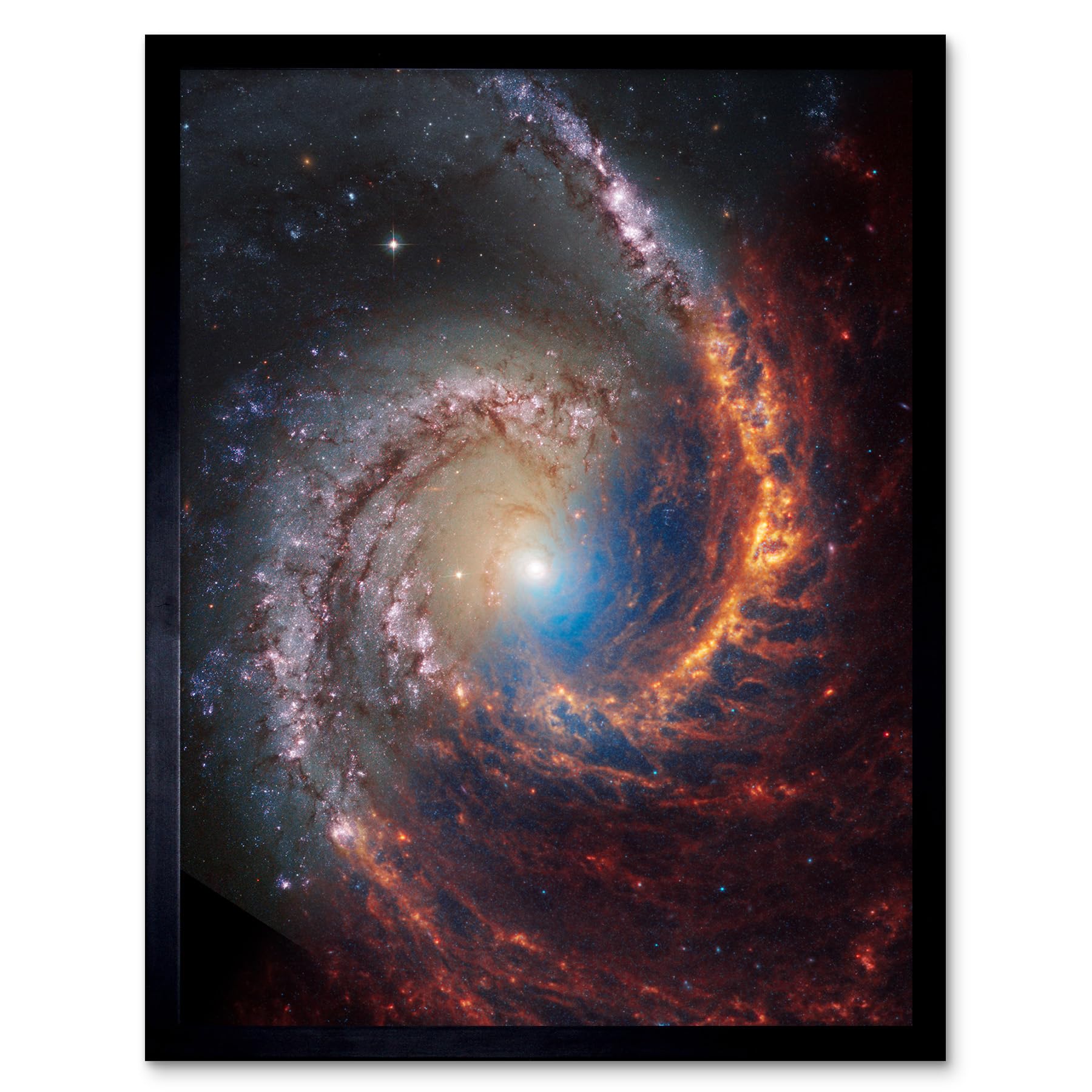 NASA Hubble James Webb Telescope Spiral Galaxy NGC 1566 Framed Art Print - Artery8 - W12 x H16 inch