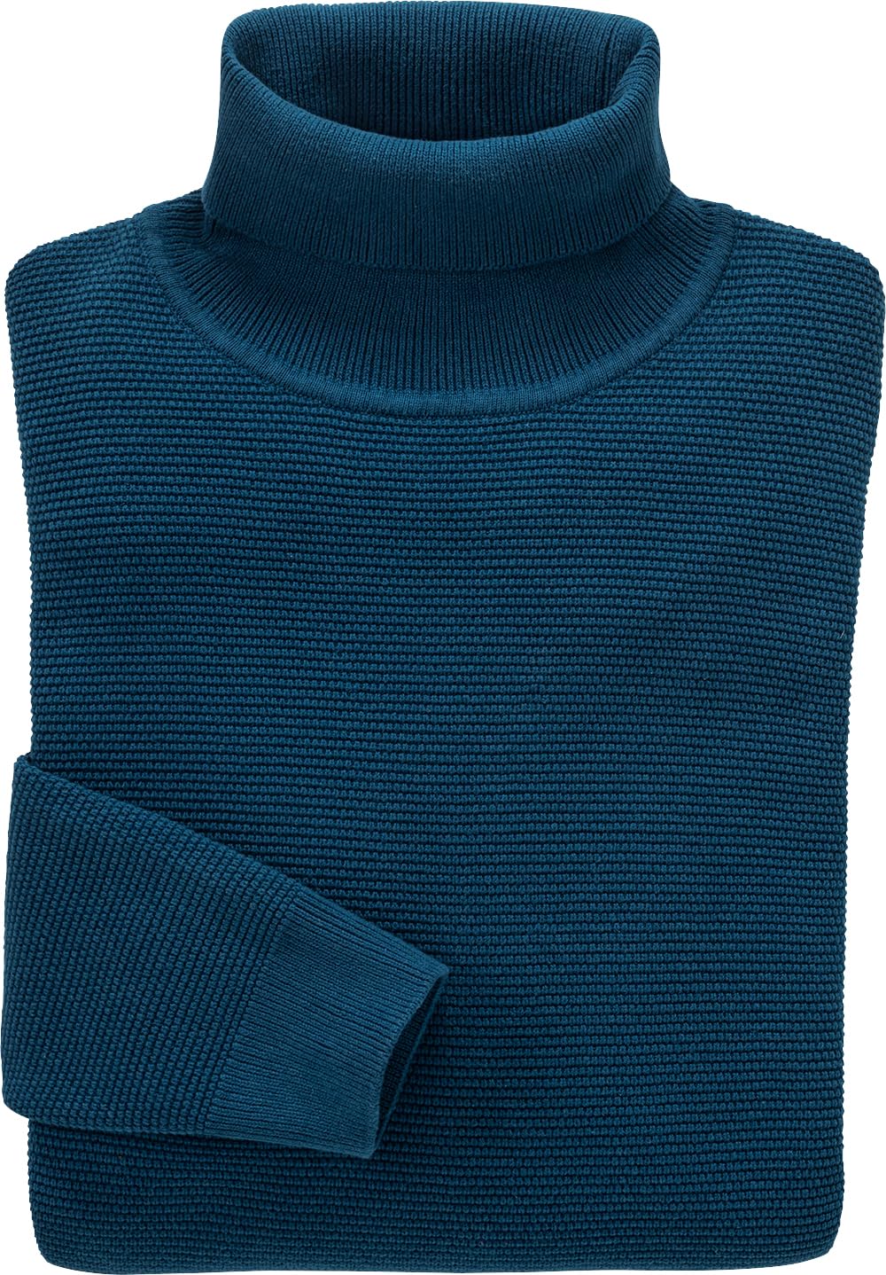 Otto Kern Pullover Herren, Rollkragenpullover aus 100% Baumwolle, Strickpullover, Pulli Herren mit luxuriöser Reiskorn-Optik, zeitlos & hochwertig, Petrol, Gr. L