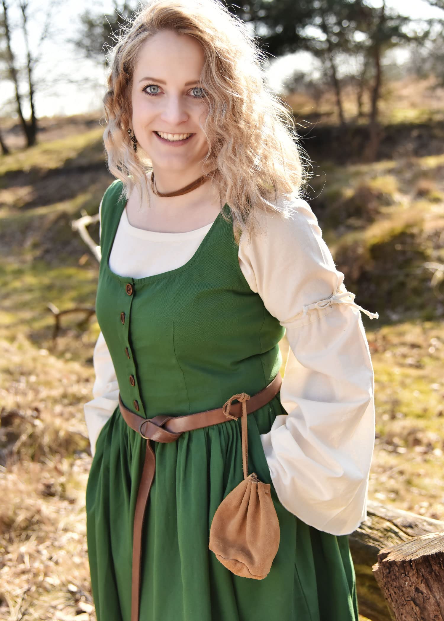 Battle-Merchant - Ärmelloses Mittelalter Kleid Lene für Damen - mit Taschen - Trägerkleid Bauernkleid Überkleid Mieder - Baumwolle