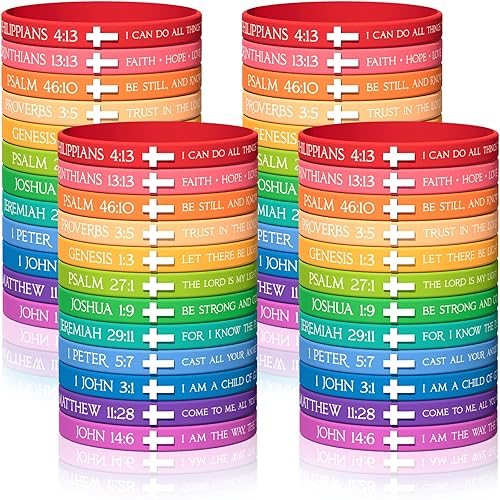 DaikeAion 120pcs Christian Rubber Bracelets Bulk Bible Verse Cross Scripture