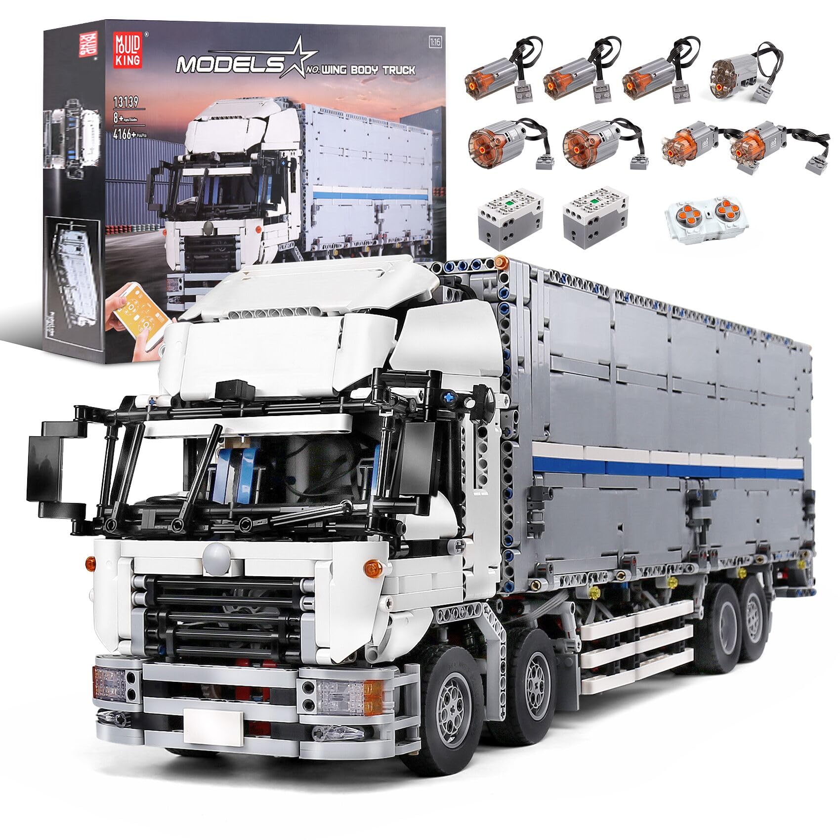 Mould King 13139 Wing Body Truck Building Kits, MOC Building Blocks Set to Build , Gift Toy for Kids Age 8+ /Adult Collections Enthusiasts(4166 Pieces with Motor/APP Remote Control)
