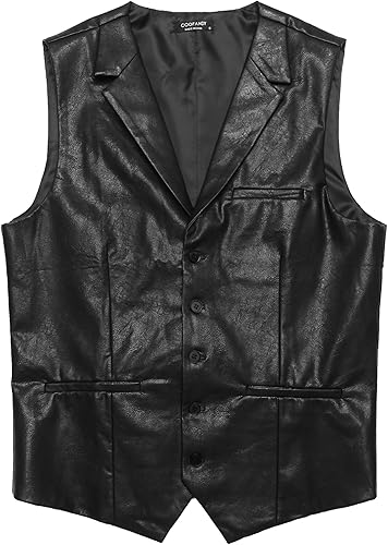 Miniatura 7 de COOFANDY Chaleco de Traje de Cuero para Hombre de Corte Ajustado Chaleco Occidental Casual Chaqueta Chaleco Ligero con Cuello en V Chalecos de Vestir