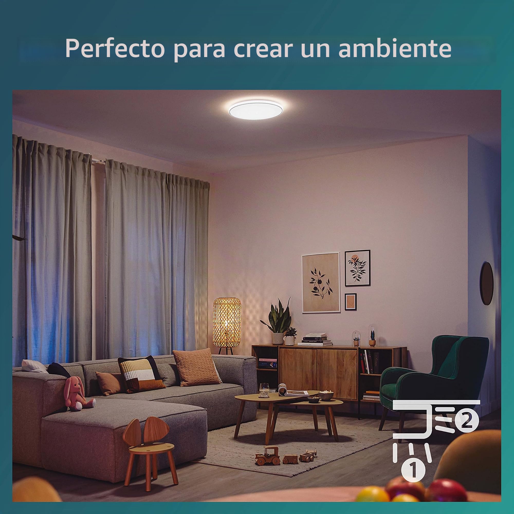 PHILIPS - Plafón Lámpara LED de techo Ozziet Blanco 22W 4000K Luz Blanca Fría regulable con 3 ajustes de ambiente