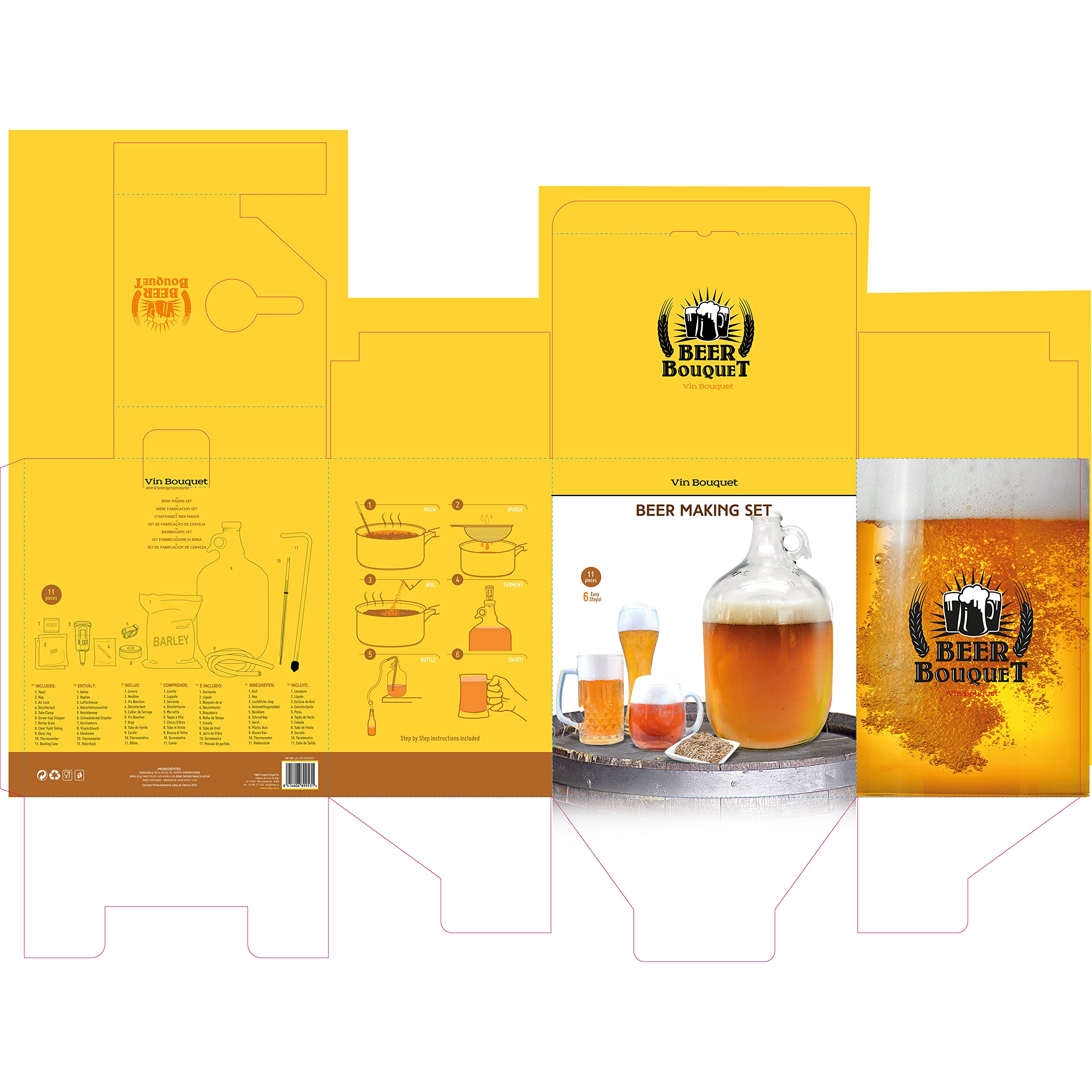 Vin Bouquet FIH 160 - Set de cerveza casera, kit de cerveza artesanal, Incluye Cebada de la mejor Calidad, Lúpulo, Levadura y Desinfectante