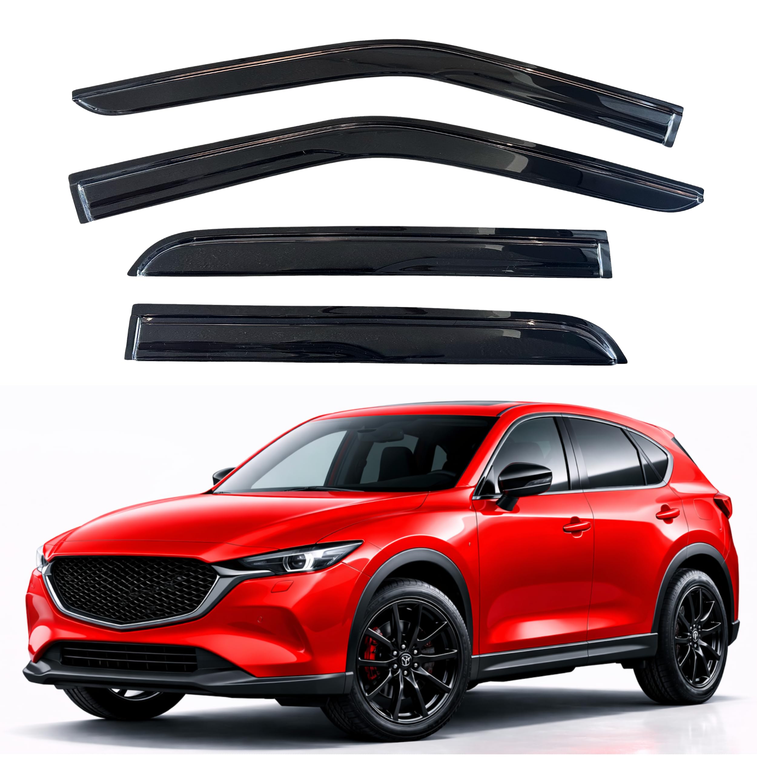 KPY Rain Guards Fit for 2017-2025 Mazda CX-5, Out-Channel Window Visors Vent Wind Deflectors 4PC, Car Accessories for 17-25 Mazda CX5