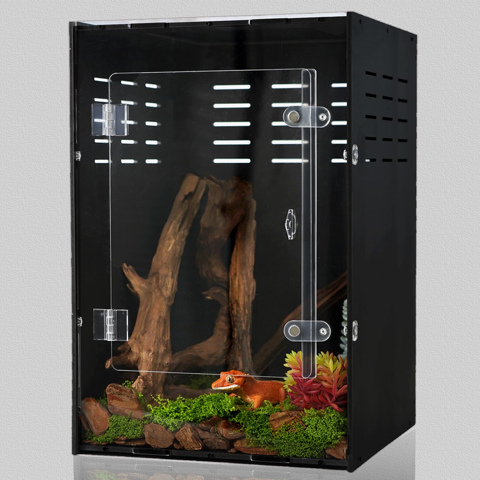 maiyuolg 10 Gallon Reptile Tank - 12x12x18 Crested Gecko Tank Enclosure - PVC Habitat with Ventilation for Lizard, Spiders & Snakes