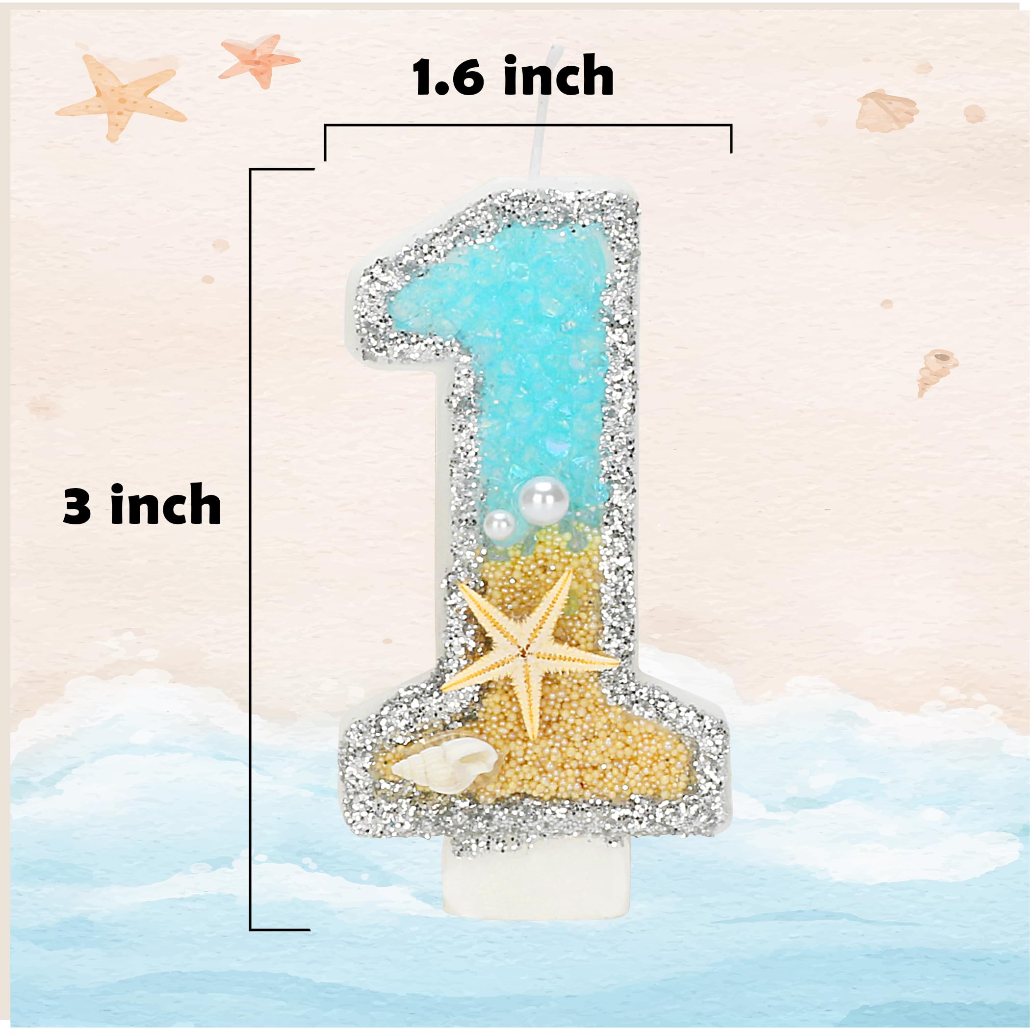 Vela de cumpleaños número 12 para pastel, velas de pastel con número 12 de estrella de mar de playa, vela de feliz cumpleaños número 12 de 2.75 pulgadas, decoración de pastel para fiesta de