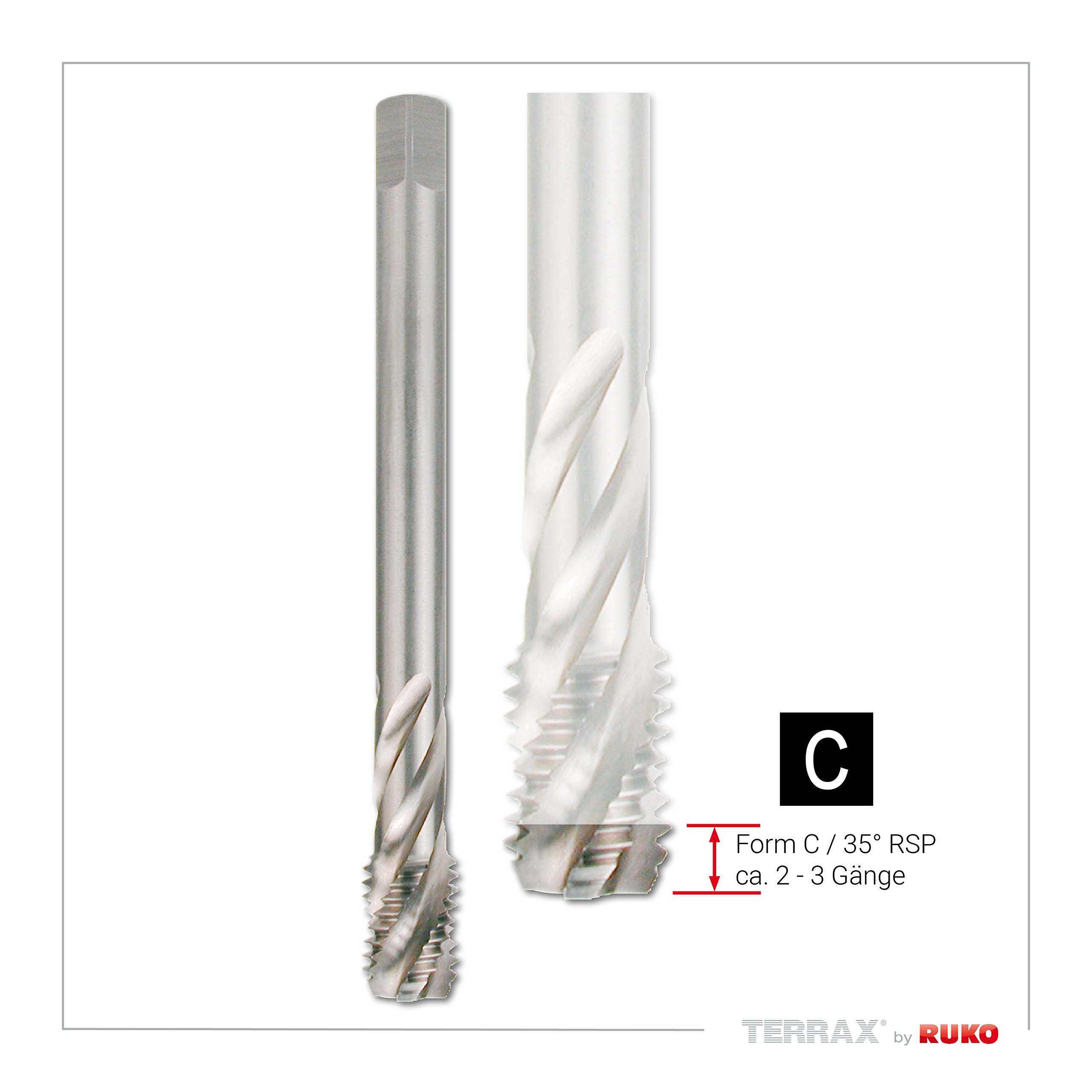 TERRAX by Ruko A245058ETX Jeu de tarauds mécaniques M DIN 371/376 Forme C/35° RSP HSSE-Co 5 dans coffret en plastique