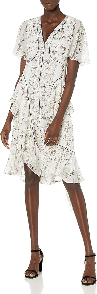 white chiffon floral dress