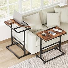 HOOBRO C Shaped End Table, Adjustable Height & Angle Side Table for Sofa