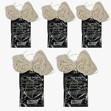 5 Pack Kosher Ptil Tzitzit Hand-Spun Thick Strings Made in Israel - Jewish Traditional Tzitzits Strings Set