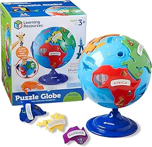 Learning Resources Puzzle Globe - 14 Pieces, Ages 3+ Preschool Learning Toys for Boys and Girls, Earth Globe for Kids