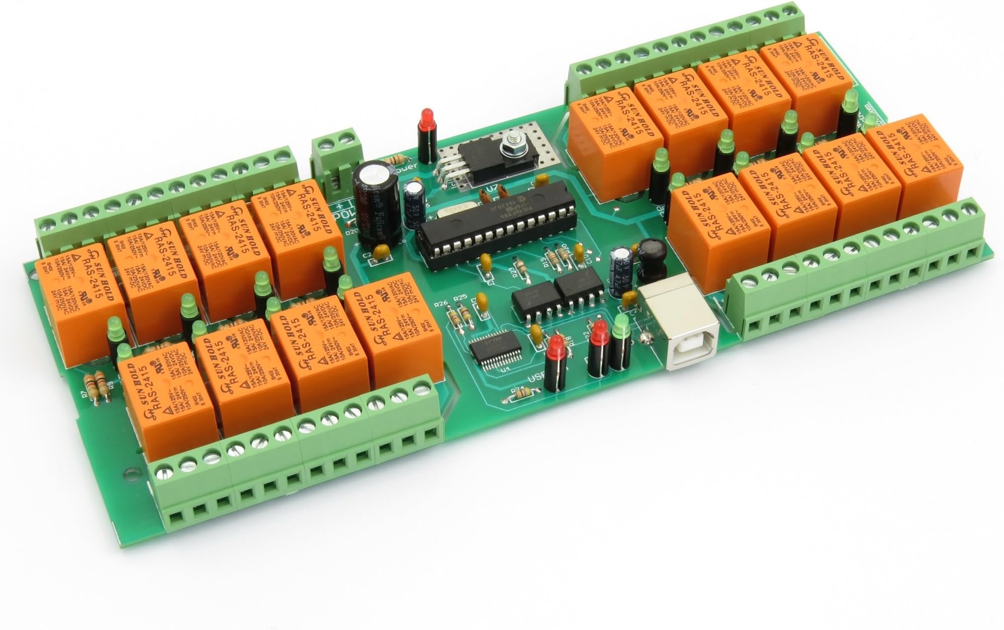 USB 16 Channel Relay Module,Board for Home Automation - 24V