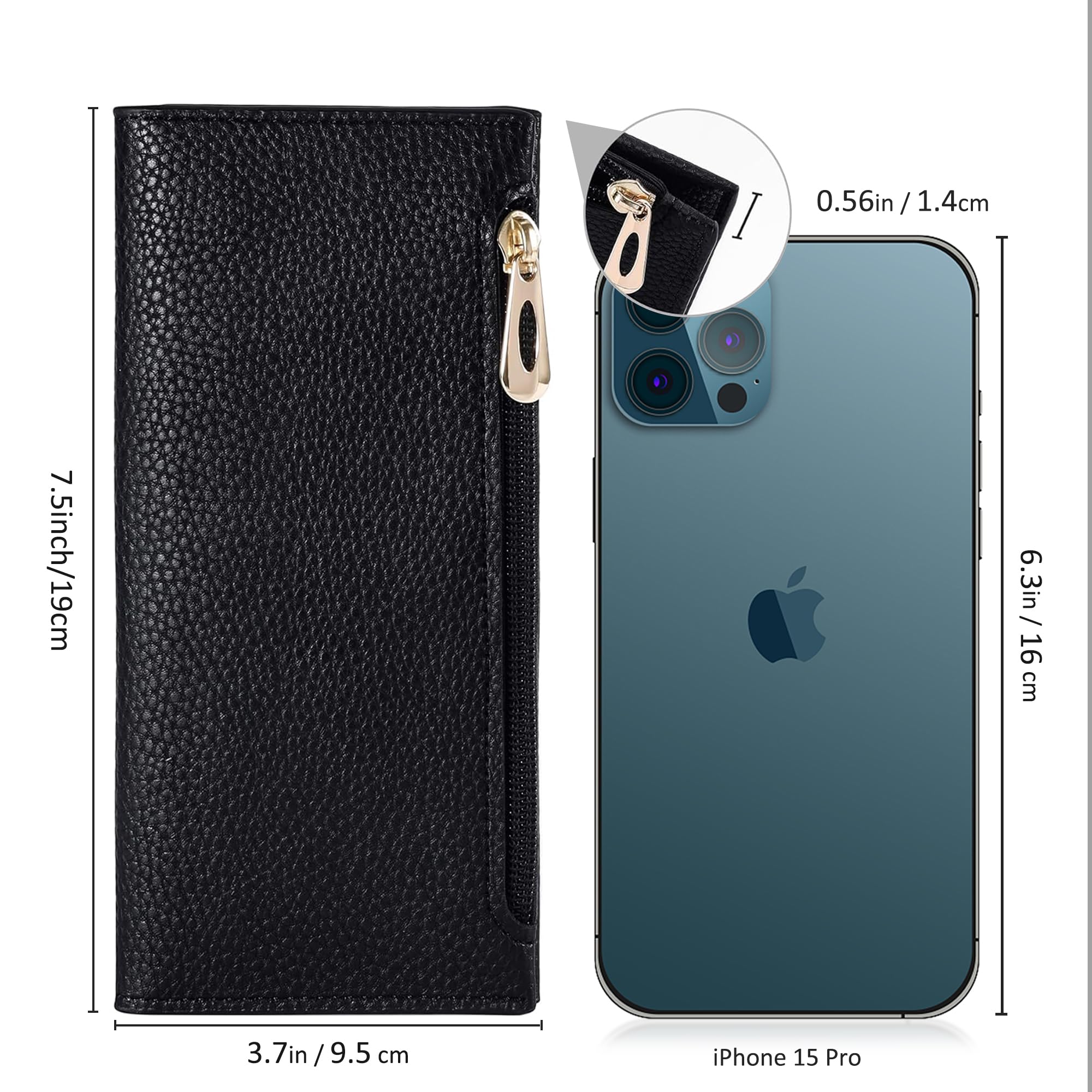 Ultra Slim Wallet for Women Bifold Leather RFID Blocking Credit Card Holder Ladies Womens Wallet with Zip Pocket