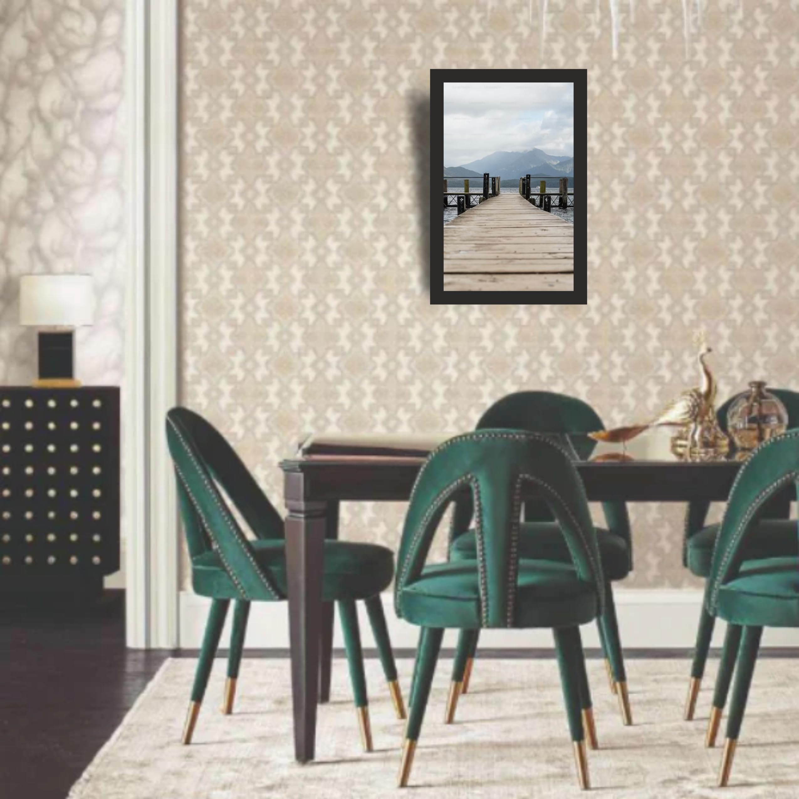Wooden Pier Landscape Wall Art Frame 12x18 Inch