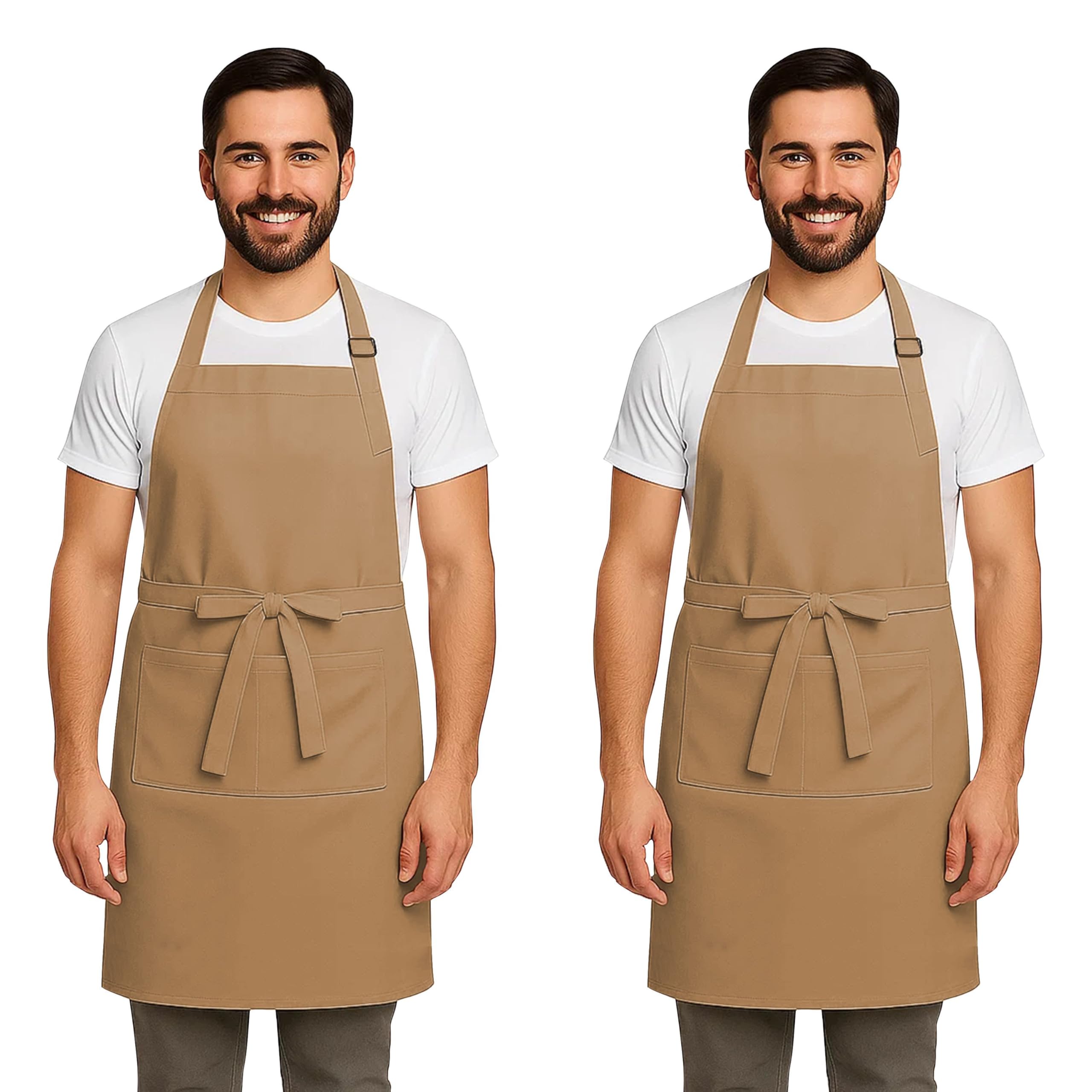 Apron for Men Women Chef Cooking Restaurants Gardening Workshop, Barbers with Adjustable Strap and Two Pockets