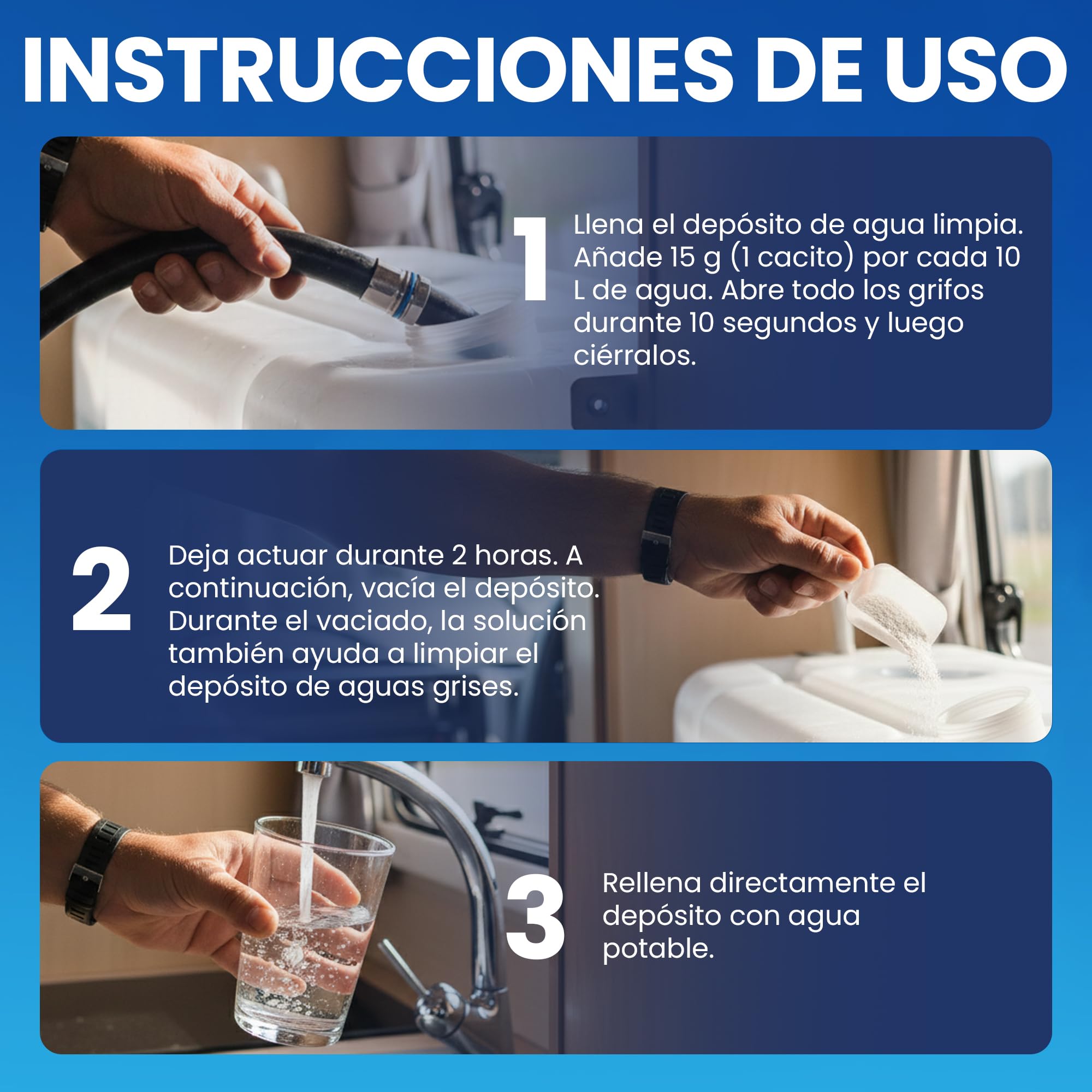 Limpiador 2en1 para Depósitos de Autocaravanas 1 KG | Limpia & Desincrusta con Oxígeno Activo | Sin Olor - Elimina Biofilm y Suciedad | Perfecto para Autocaravanas, Caravanas y Barcos